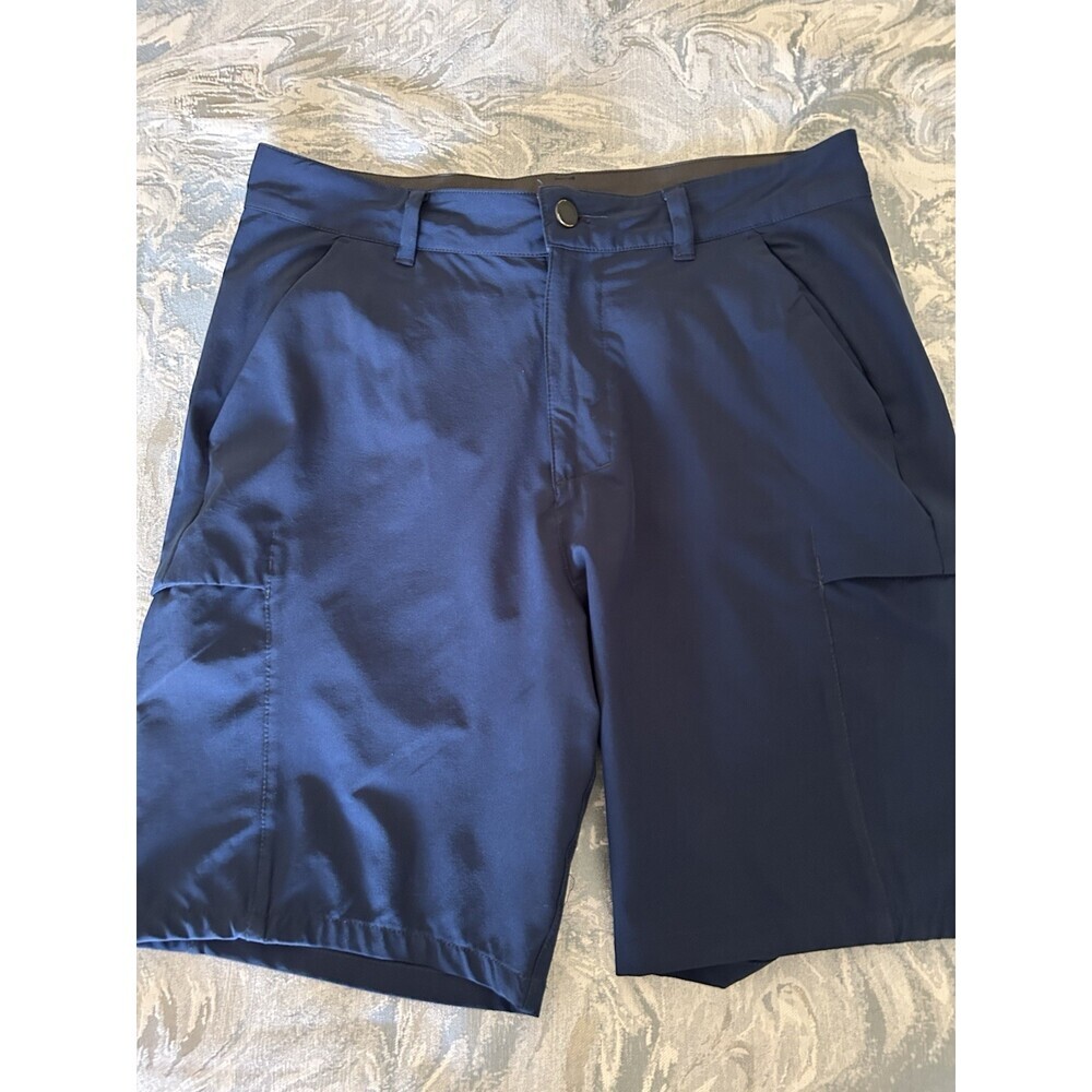 Men’s Shorts 32 Cool Sz 32 Inseam 9” Chino Fabric With Pockets, Navy Blue